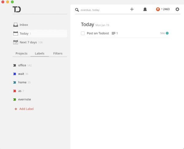 My Todoist task list